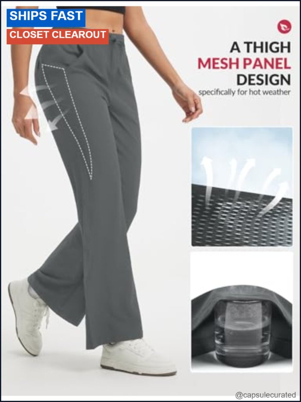 Womens Hiking Pants Lightweight Water Resistant Wide Leg Flare Travel - Picture 3 of 6